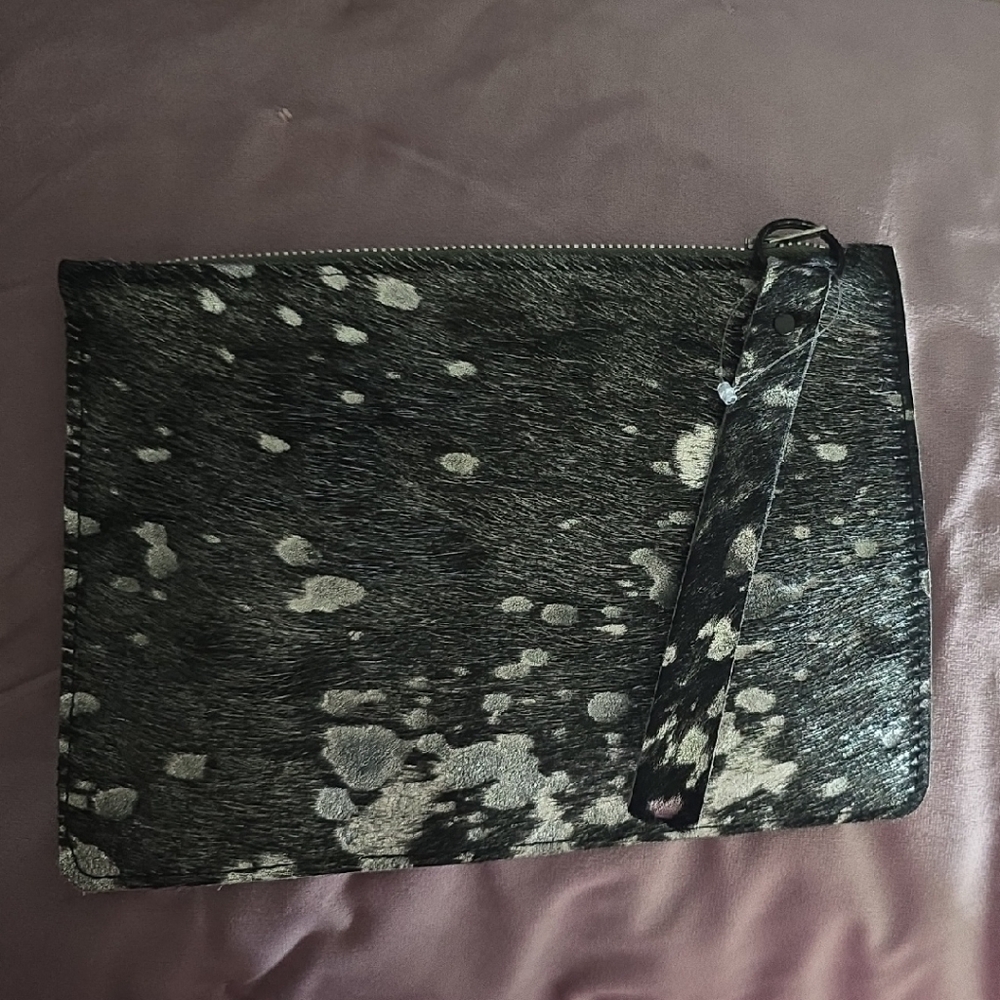 Black and Silver Pony Hair Clutch